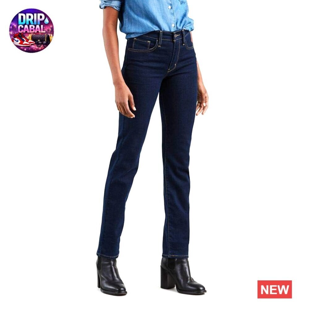 High Rise Straight Leg Jeans Slim Fit Classic Retro Chic Denim Pants